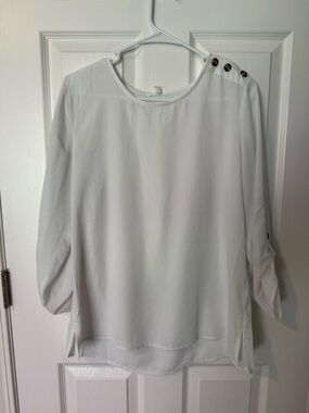 Maurice’s Classic White Button-Shoulder Blouse - Women's Top